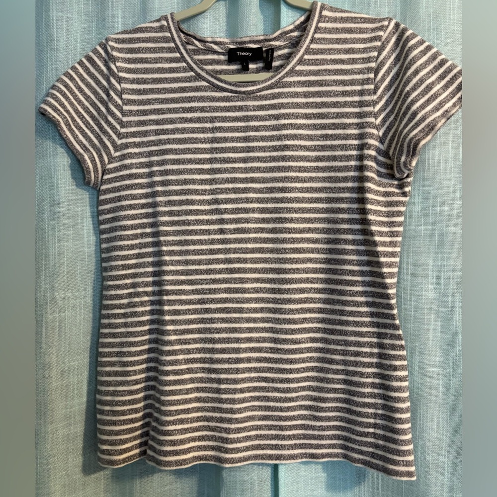 Theory Rodiona Hyde Stripe Short Sleeve Top